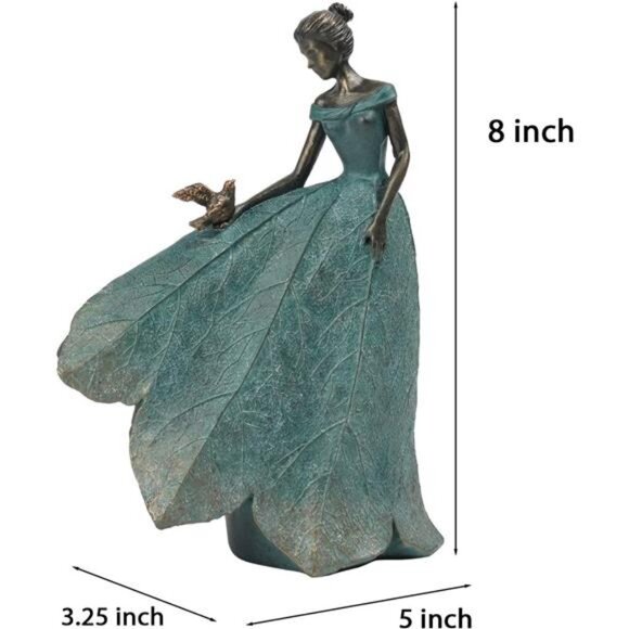 Fairy Statue Collection Home Decor - Leaf Angel Girls Resin 5.5 x 3.25 x 8 Inch - Picture 6 of 7